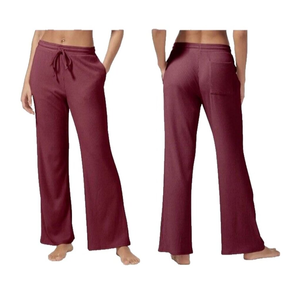 Tommy John Ribbed Lounge Pants Soft Port Royale Wine Womens Size XS NEW